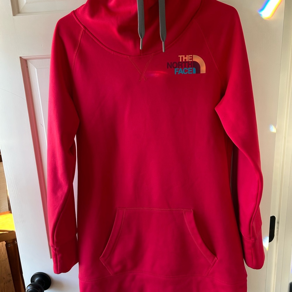 The North Face Women's Extra Long Hooded Sweatshirt - Gray and Pink